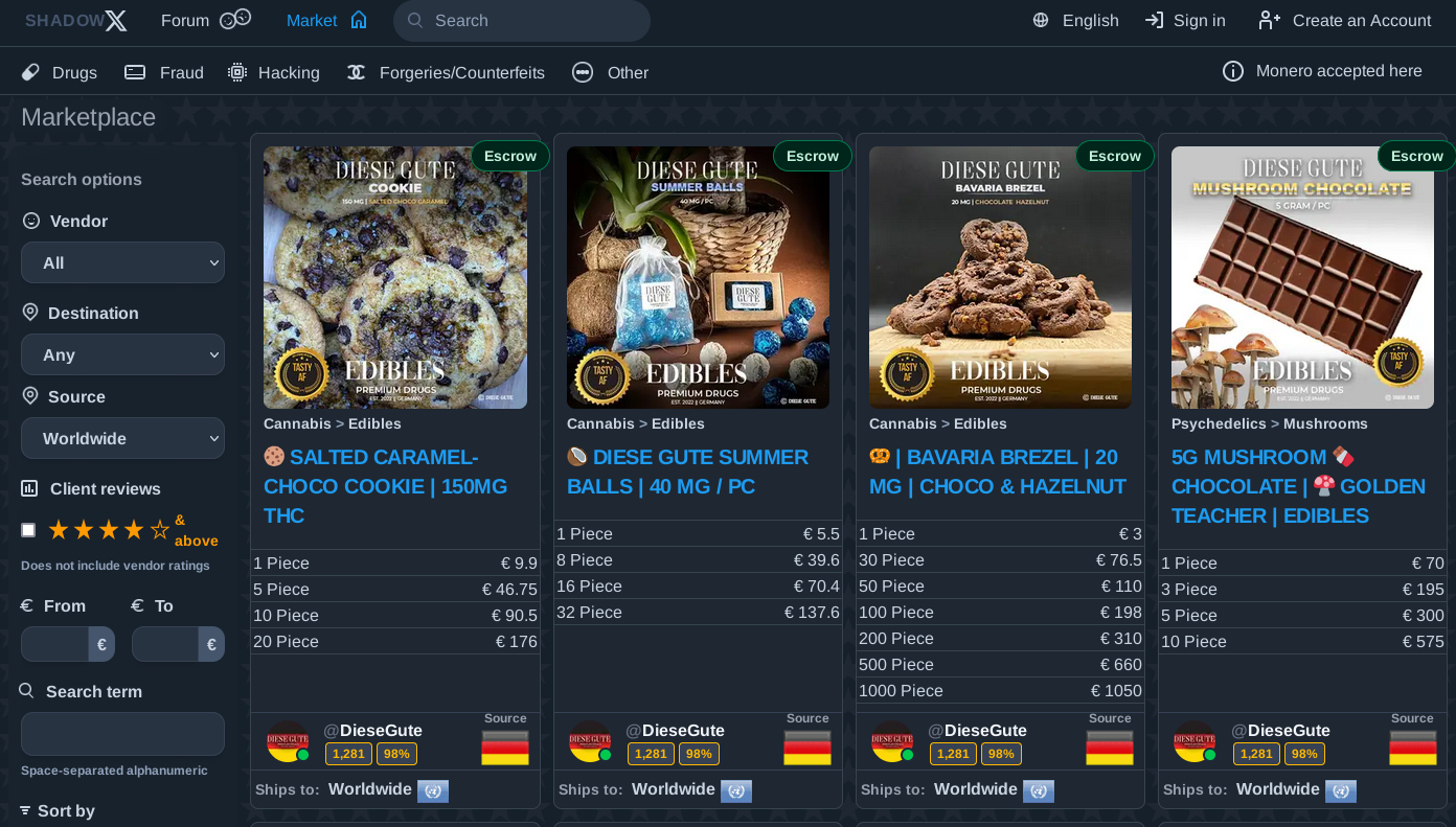 Shadow X Market Screenshot